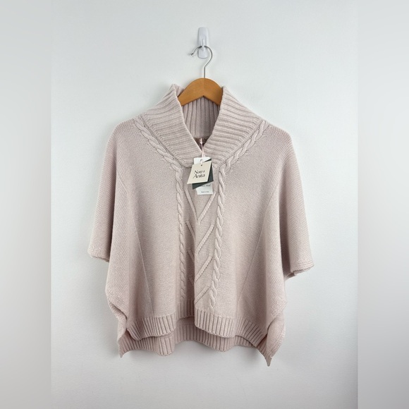NOTE DI ANITA Turtleneck cashmere blend poncho - Soft Pink One size - Picture 3 of 12